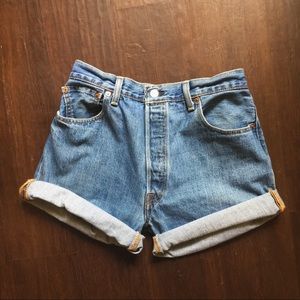 501 Levi High Waisted Shorts